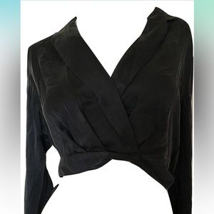 Kendall & Kylie High/Low Silk Top Black